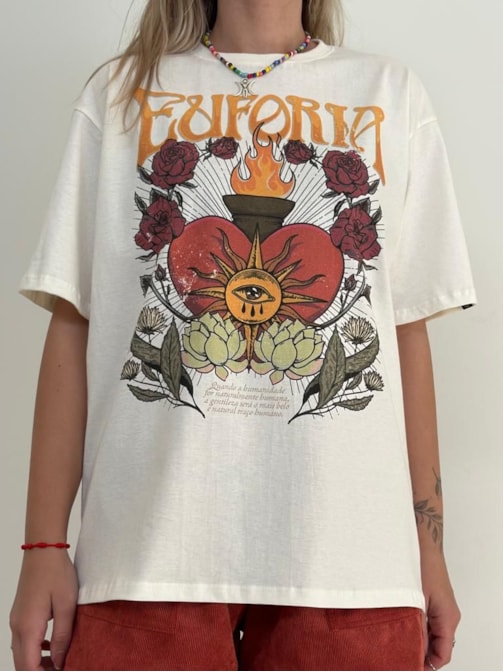 Camiseta Coração Euforia - Off-White