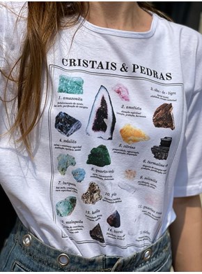 Camiseta Cristais e Pedras - Branca