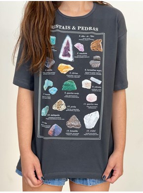 Camiseta Cristais e Pedras - Chumbo