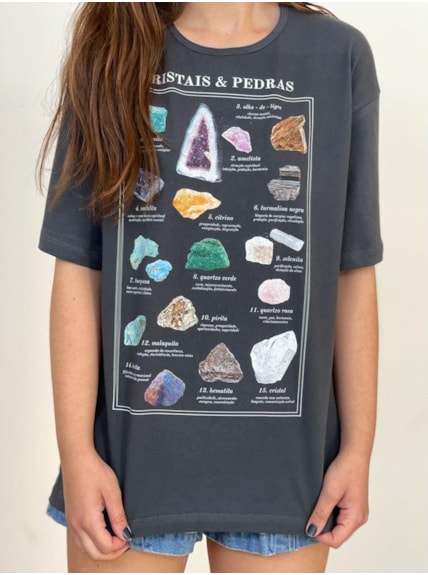 Camiseta Cristais e Pedras - Chumbo