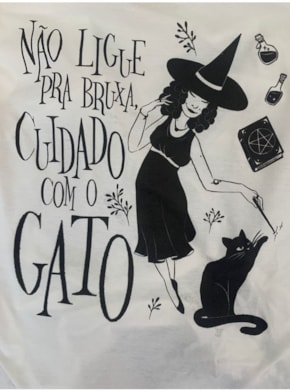 Camiseta Cuidado com o Gato - Off-White