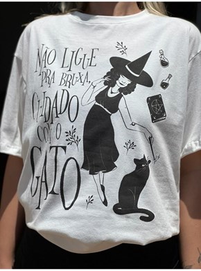 Camiseta Cuidado com o Gato - Off-White