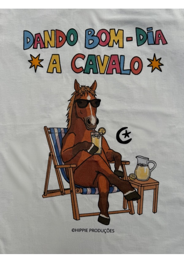Camiseta Dando bom-dia a cavalo - Off-White