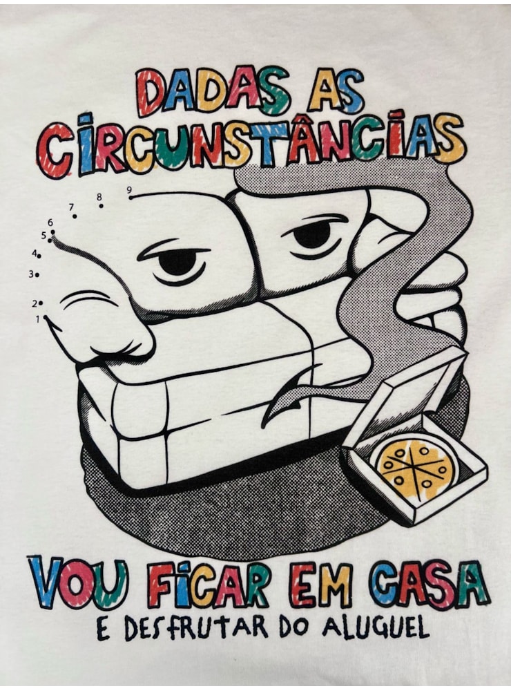 Camiseta Desfrutando do aluguel - Off-White — imagem 2