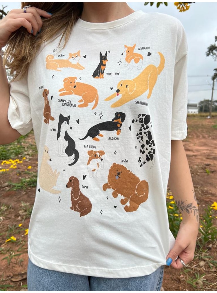 Camiseta Doguinhos - Off-White — imagem 1