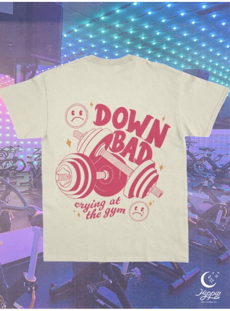 Camiseta Down Bad - Off-White - Frente e Verso — imagem 1