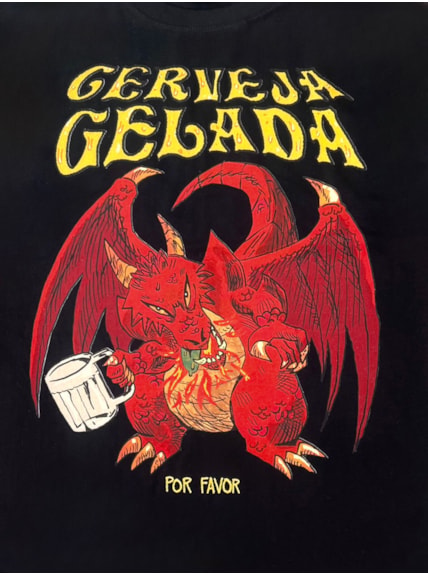 Camiseta Dragão Cerveja Gelada - Preta