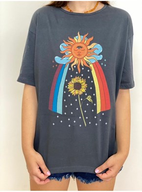 Camiseta Energia Solar - Girassol - Chumbo