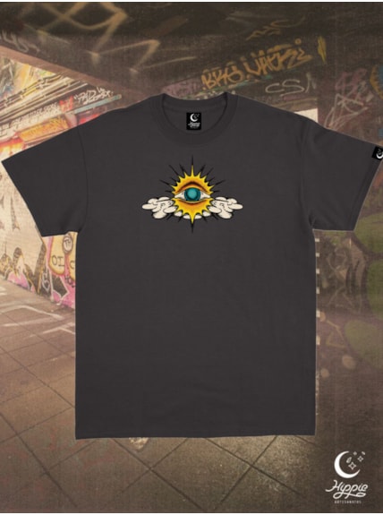 Camiseta Equilíbrio Psicodélico - Preta - Frente e Verso