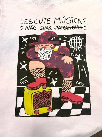 Camiseta Escute Música Não Suas Paranoias - Branca