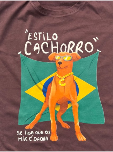 Camiseta Estilo Cachorro - Marrom