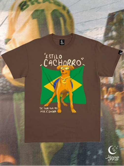 Camiseta Estilo Cachorro - Marrom