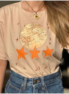 Camiseta Estrelas Fest - Cáqui