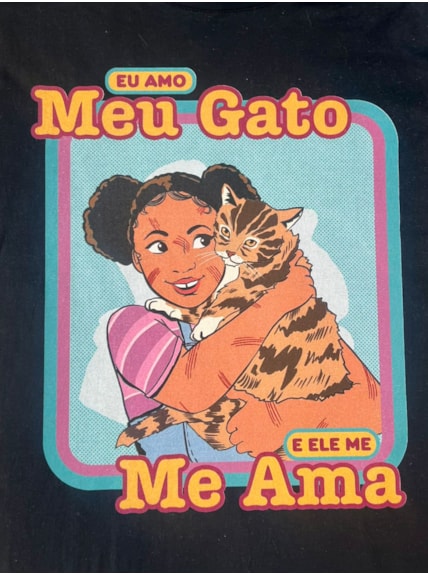 Camiseta Eu Amo meu Gato - Preta