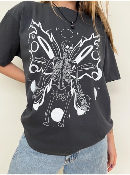 Camiseta Fada Esqueleto - Chumbo