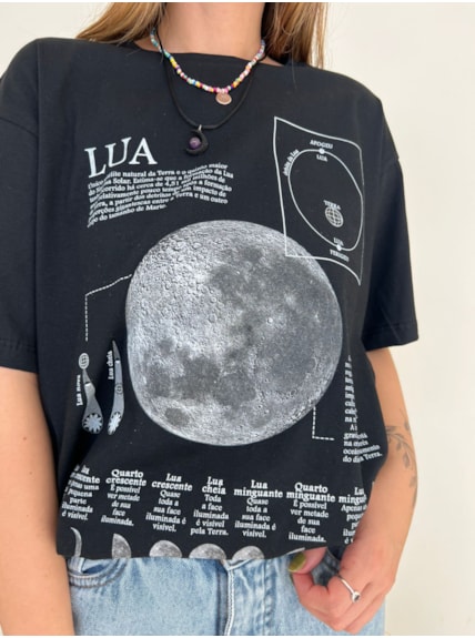 Camiseta Fases da Lua - Preta