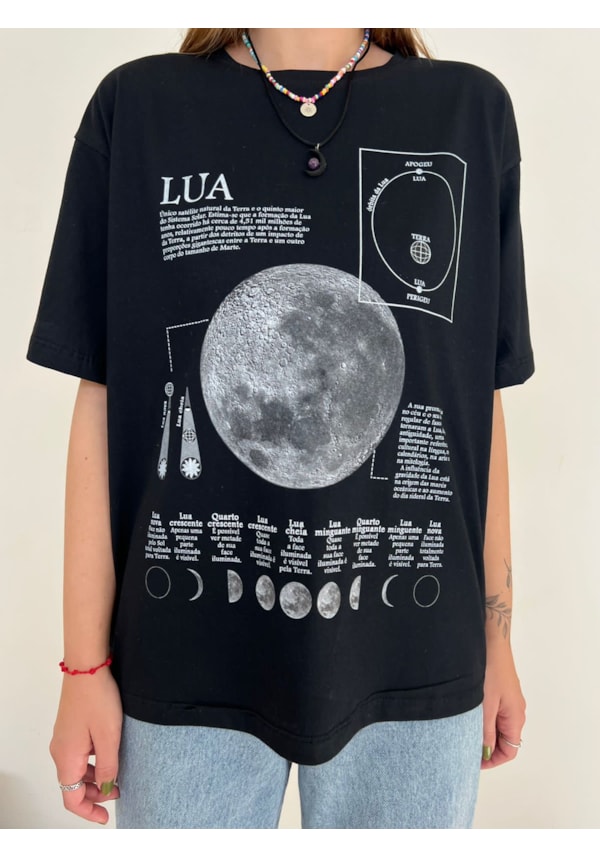 Camiseta Fases da Lua - Preta