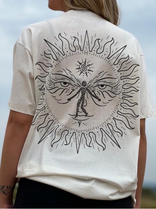 Camiseta Filho do Sol - Off-White - Frente e Verso