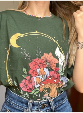 Camiseta Flora Lunar - Verde