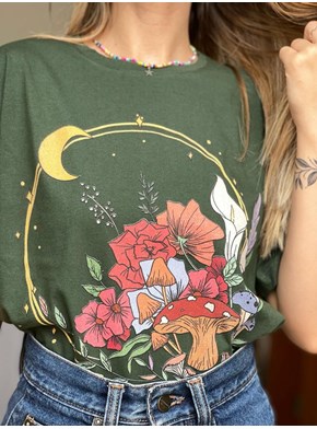 Camiseta Flora Lunar - Verde