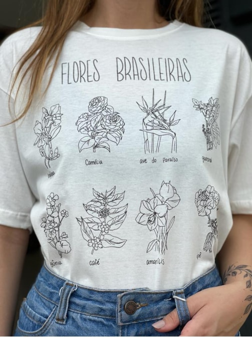 Camiseta Flores Brasileiras - Off-White