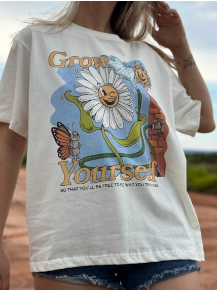 Camiseta Florzinha Grow - Off-White