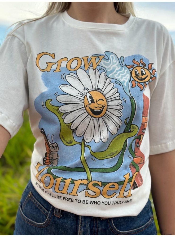 Camiseta Florzinha Grow - Off-White — imagem 1