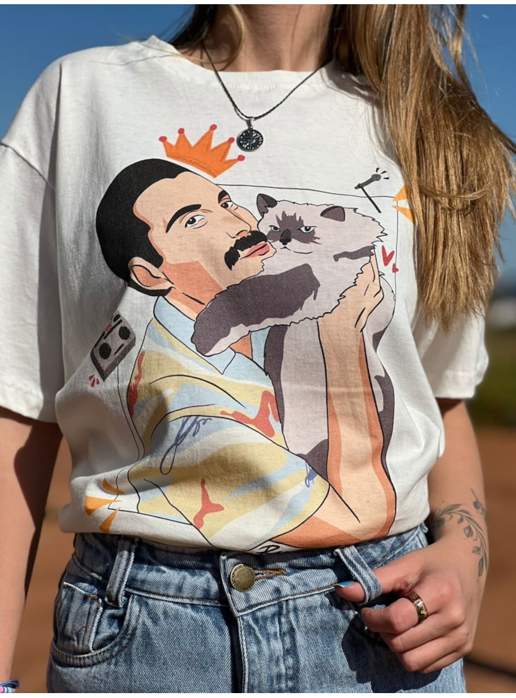 Camiseta Freddy Mercury - Off-White — imagem 1