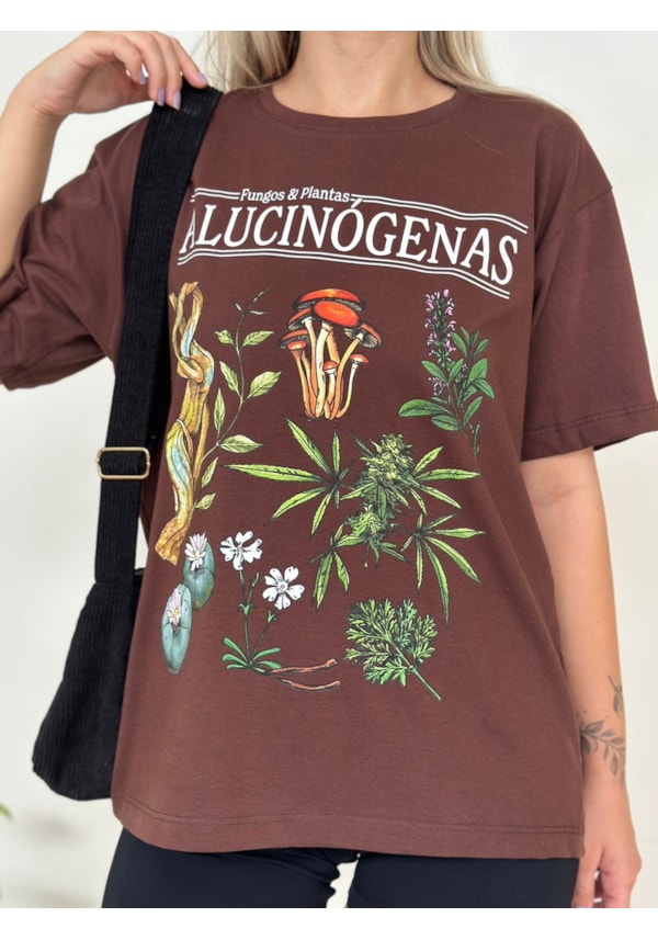 Camiseta Fungos e Plantas Alucinógenas - Marrom