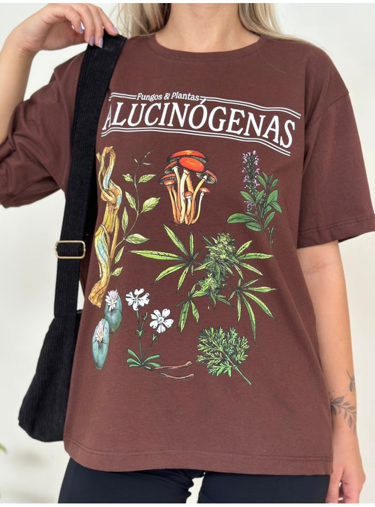 Camiseta Fungos e Plantas Alucinógenas - Marrom — imagem 2