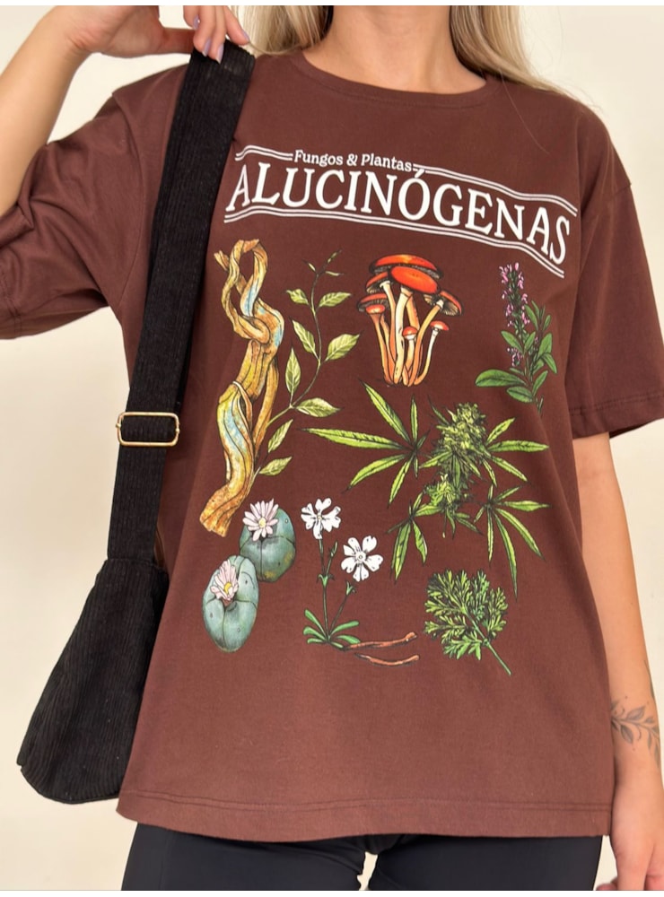 Camiseta Fungos e Plantas Alucinógenas - Marrom — imagem 3