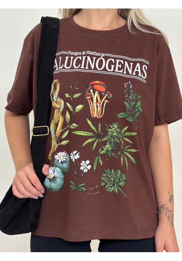 Camiseta Fungos e Plantas Alucinógenas - Marrom