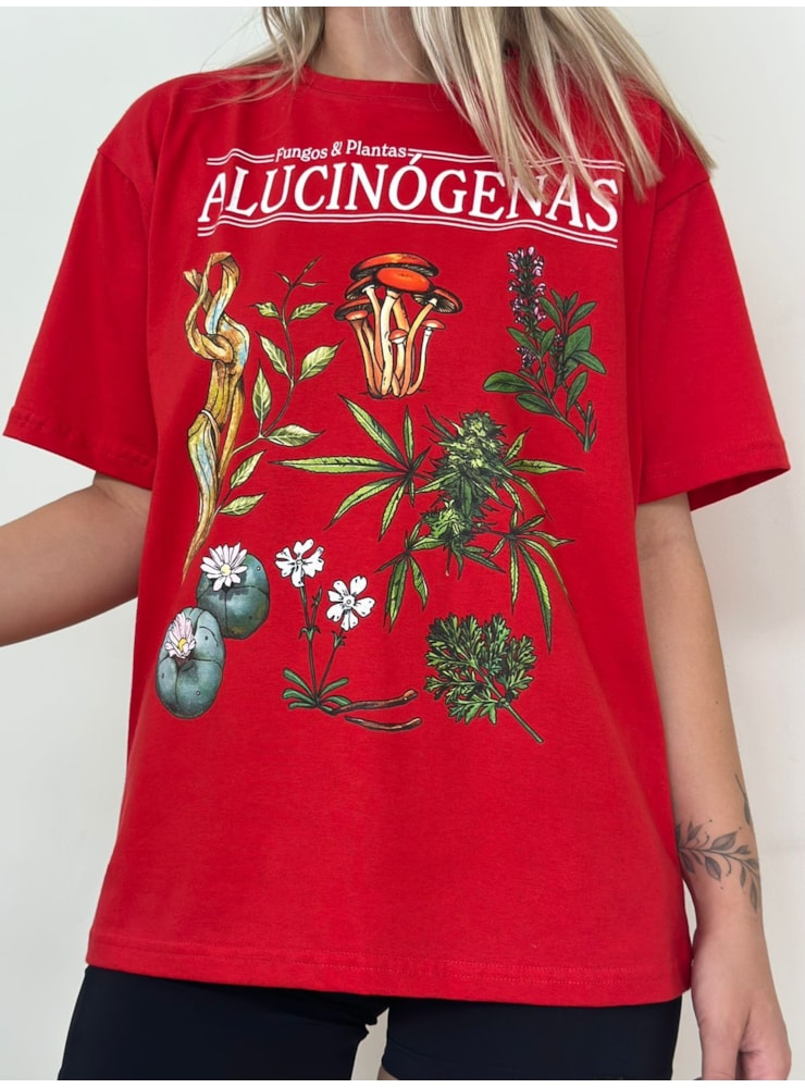Camiseta Fungos e Plantas Alucinógenas - Vermelha — imagem 2