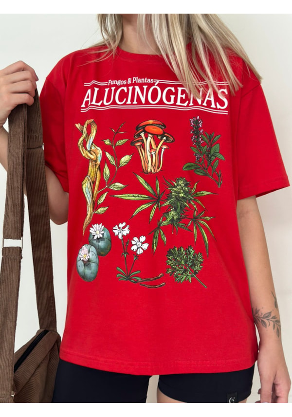 Camiseta Fungos e Plantas Alucinógenas - Vermelha