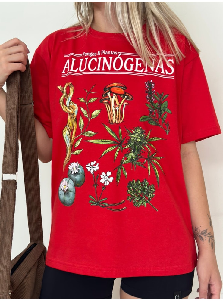 Camiseta Fungos e Plantas Alucinógenas - Vermelha — imagem 1