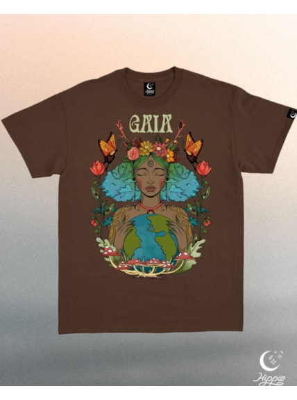 Camiseta Gaia Borboleta- Marrom