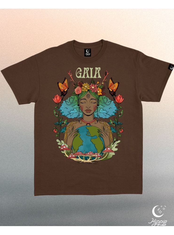 Camiseta Gaia Borboleta- Marrom — imagem 1