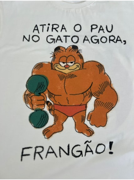 Camiseta Garfield Que Não É Frangão - Off-White