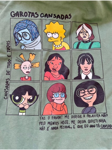 Camiseta Garotas Cansadas Colorida - Verde Alecrim