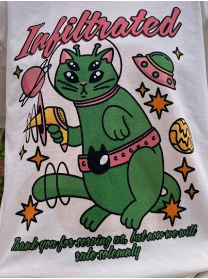 Camiseta Gatinho Alien - Off-White