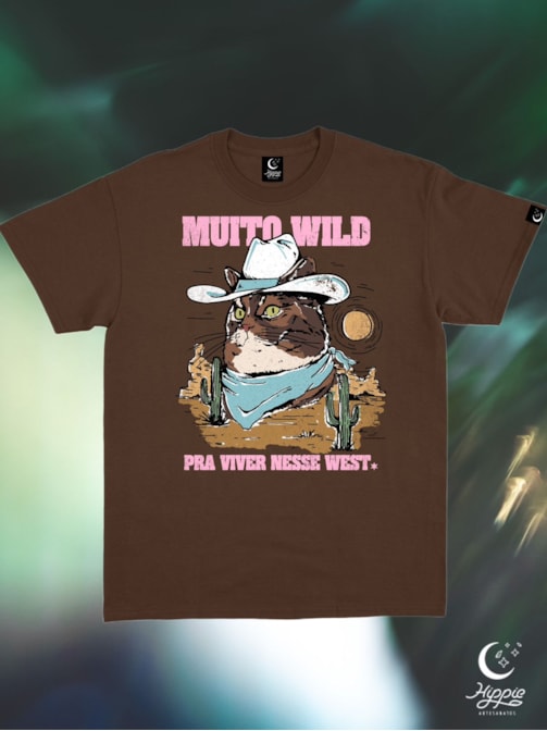 Camiseta Gatinho Muito Wild - Marrom