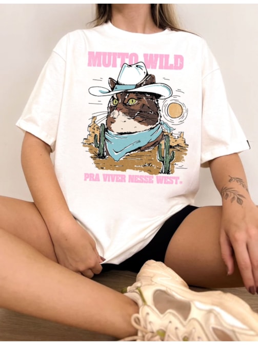 Camiseta Gatinho Muito Wild - Off-White