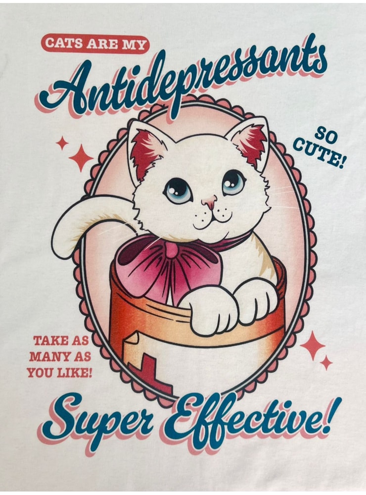 Camiseta Gato antidepressivo - Off-White — imagem 2