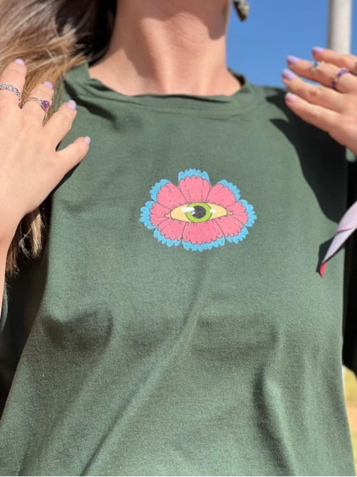 Camiseta Gato Astral - Verde - Frente e Verso