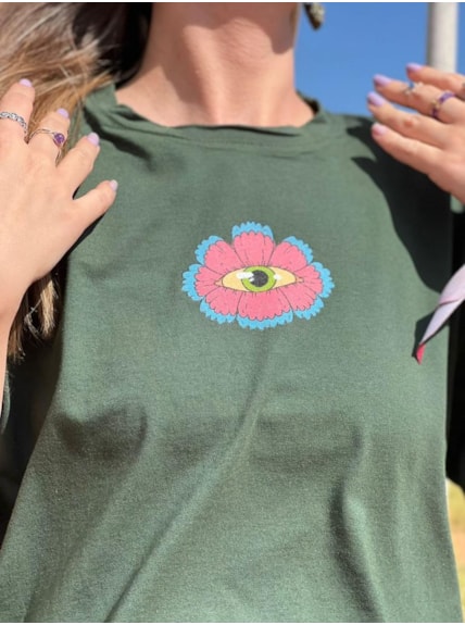 Camiseta Gato Astral - Verde - Frente e Verso