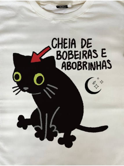 Camiseta Gato bobeiras e abobrinhas - Off-White