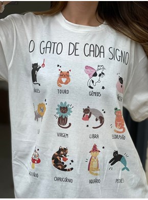 Camiseta Gato de Cada Signo - Off-White