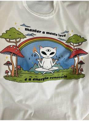 Camiseta Gato Energia - Off-White