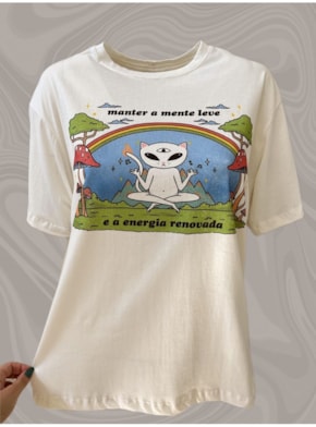 Camiseta Gato Energia - Off-White