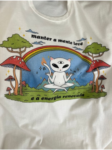 Camiseta Gato Energia - Off-White